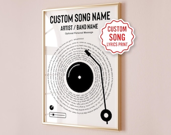 Custom Song Lyrics Print, Personalized Music Gift