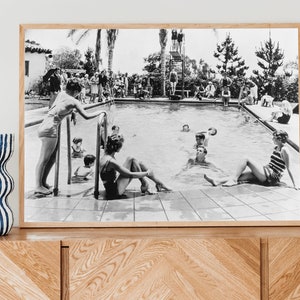 Poster Poolparty, Poolparty, Poster, Wandkunst, Posterdruck, Wanddekor, Sommer, Pool, Erholung, schwarz und weiß, Kunst, dekorativ