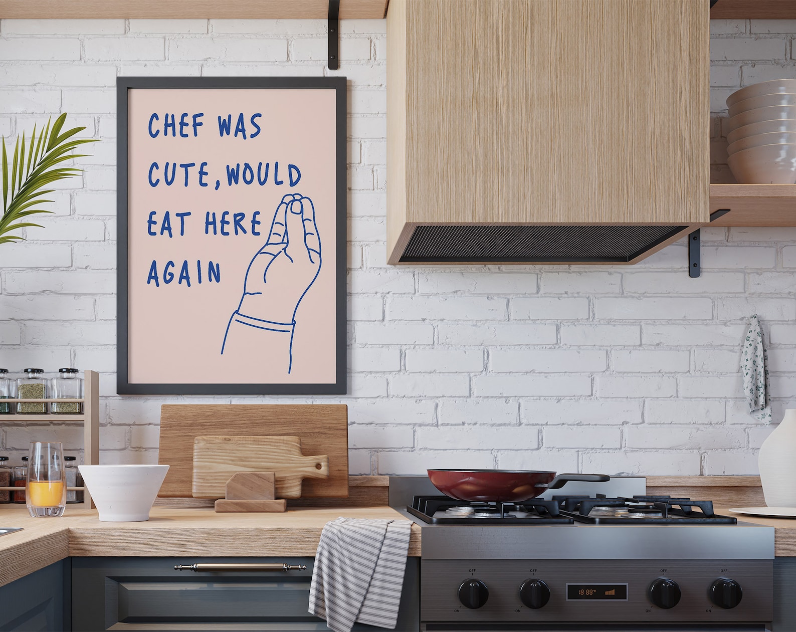 Chef Was Cute Poster, Kitchen Print, Trendy Wall Art, Typography Print ...