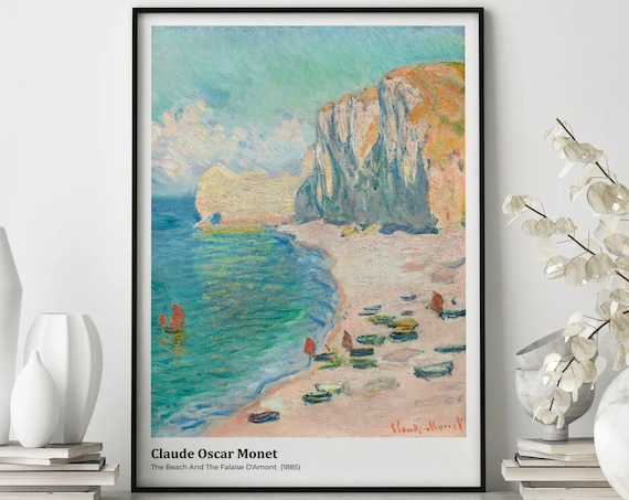 Claude Monet Beach Print, Vintage French Wall Art