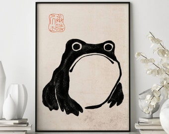 Vintage Japanese Frog Art Poster, Ukiyo-e Print