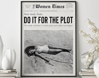 Newspapers Print, trendy Print, Hot Girls Poster, Retro Bar Cart, Magazine Cover Aesthetic, Girls Room decor, Do it for the plot #1