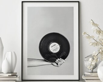 Framed Vinyl Record Art Print, Modern Music Poster