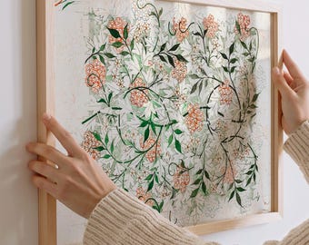 William Morris bloemencanvas, botanische textielkunst, ingelijste muurkunst