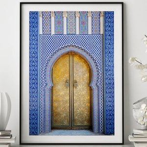 Royal Palace Door in Fes Morocco Moroccan Architecture - Decorative Interior Poster Print Wall art