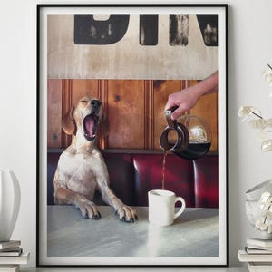 Coffee for Dogs Poster, Vintage Photography,Kitchen Wall Art, Dining Room Art,Coffee Shop Decor