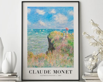 Cliff Walk At Pourville 1882 By Claude Monet Poster, Wall Art, Poster Print, Wall Decor, Art, Cliff Walk, Pourville, Monet Art, Fine Art