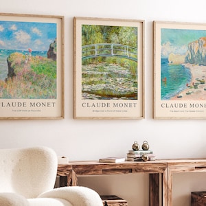 Monet Set of 3 Prints, Gallery Wall Set, Claude Monet, Printable Wall Art, Monet Poster, Vintage Print, Wall Decor, Poster Print