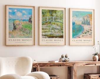 Monet Set of 3 Prints, Gallery Wall Set, Claude Monet, Printable Wall Art, Monet Poster, Vintage Print, Wall Decor, Poster Print
