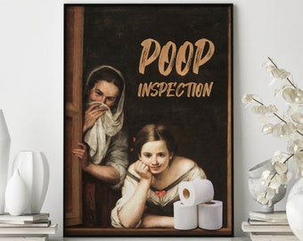 Funny Bathroom Altered Art #2, Decor Vintage Print, Prank Gift, Funny Bathroom Print, Funny Art Gift, Trendy Print