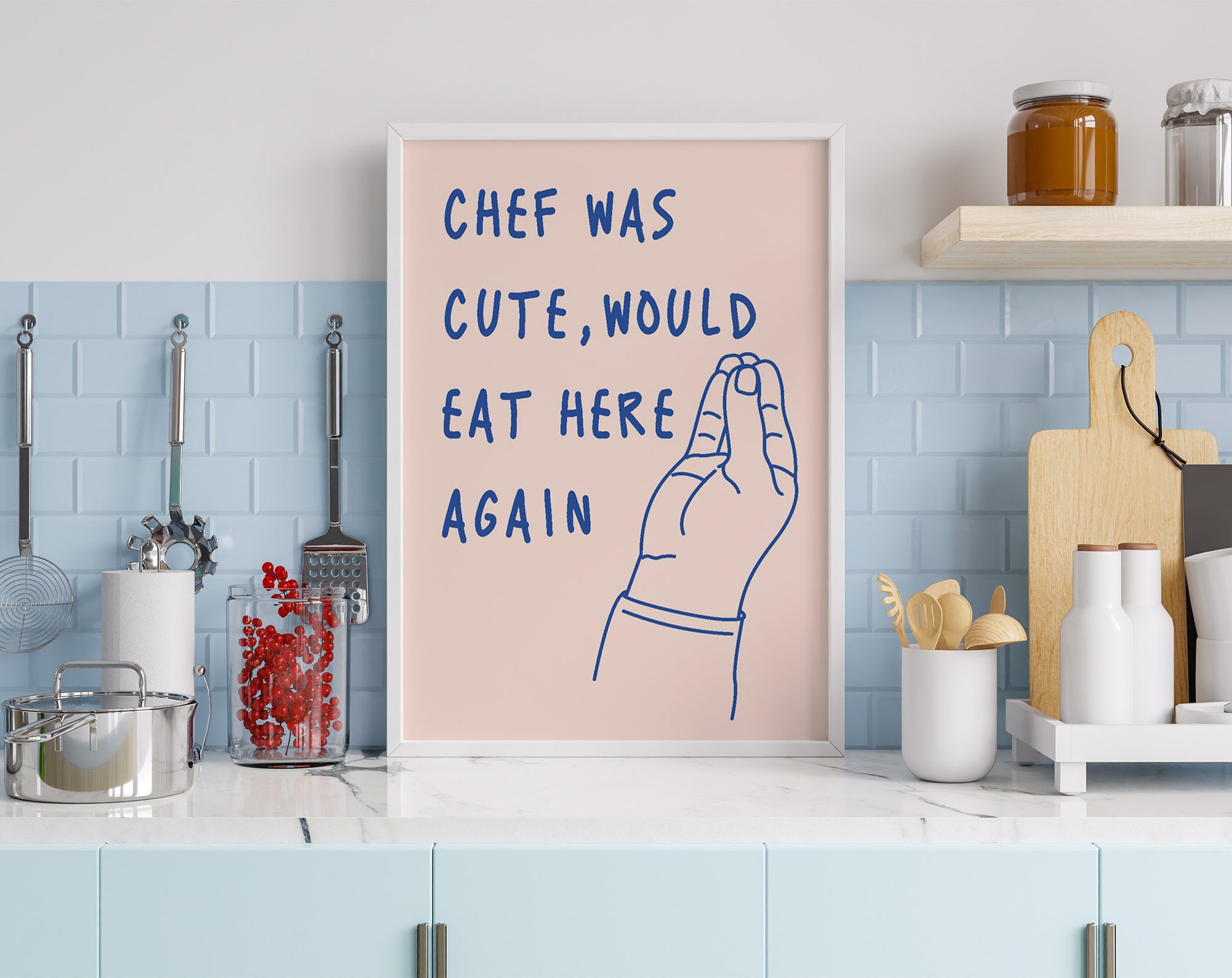 chef was cute aesthetic kitchen print retro wall art... Chef Was Cute Poster, Kitchen Print, Trendy Wall Art, Typography Print ...