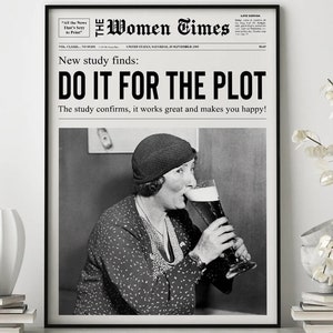 Newspapers Print, trendy Print, Hot Girls Poster, Retro Bar Cart, Magazine Cover Aesthetic, Girls Room decor, Do it for the plot #3