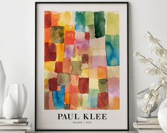 Paul Klee Ohne Titel 1914 Ausstellungsplakat, Paul Klee Hauswanddekor, Vintage druckbare Wandkunst, Klee abstrakte Kunst, Wandkunst