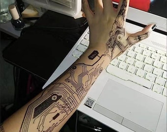 Four Night City Arm Cyberpunk Tattoo Stickers