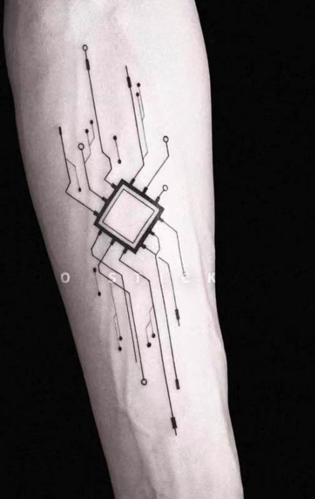 Tattoo stickers cyberpunk artificial intelligence circuit herbal