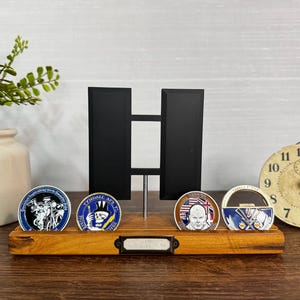 Captain (O-3) Air Force / Army / Marines rank silhouette Art on wooden stand - optional challenge coin holder base