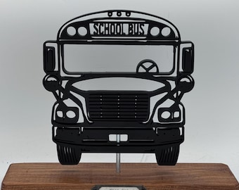 School Bus Driver silhouette Art on wooden stand