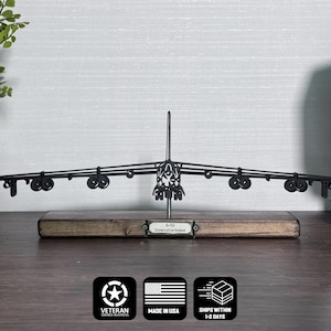 B-52 Stratofortress (BUFF) Silhouette Art on wooden stand - optional challenge coin holder base