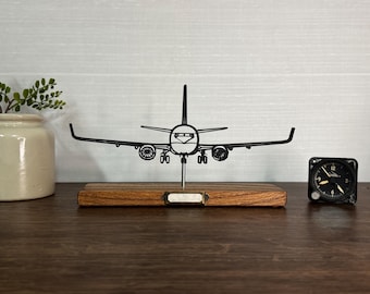 Boeing 737 Silhouette Art on wooden stand