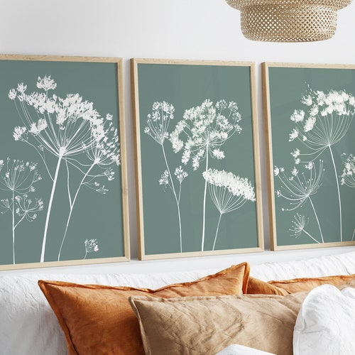 Green Gallery Wall Set Sage Green Decor Floral Wall Art Etsy
