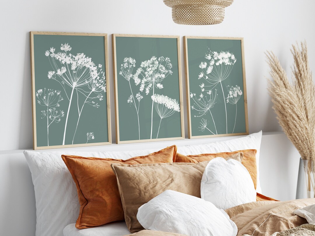 White Flower Painting Set of 3 Botanical Wall Art Flower - Etsy