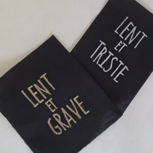 Satie metallic black canvas patch - hand painted, diy, punk patch, hand printed patch, unique patch, classical patch, music patch, Satie
