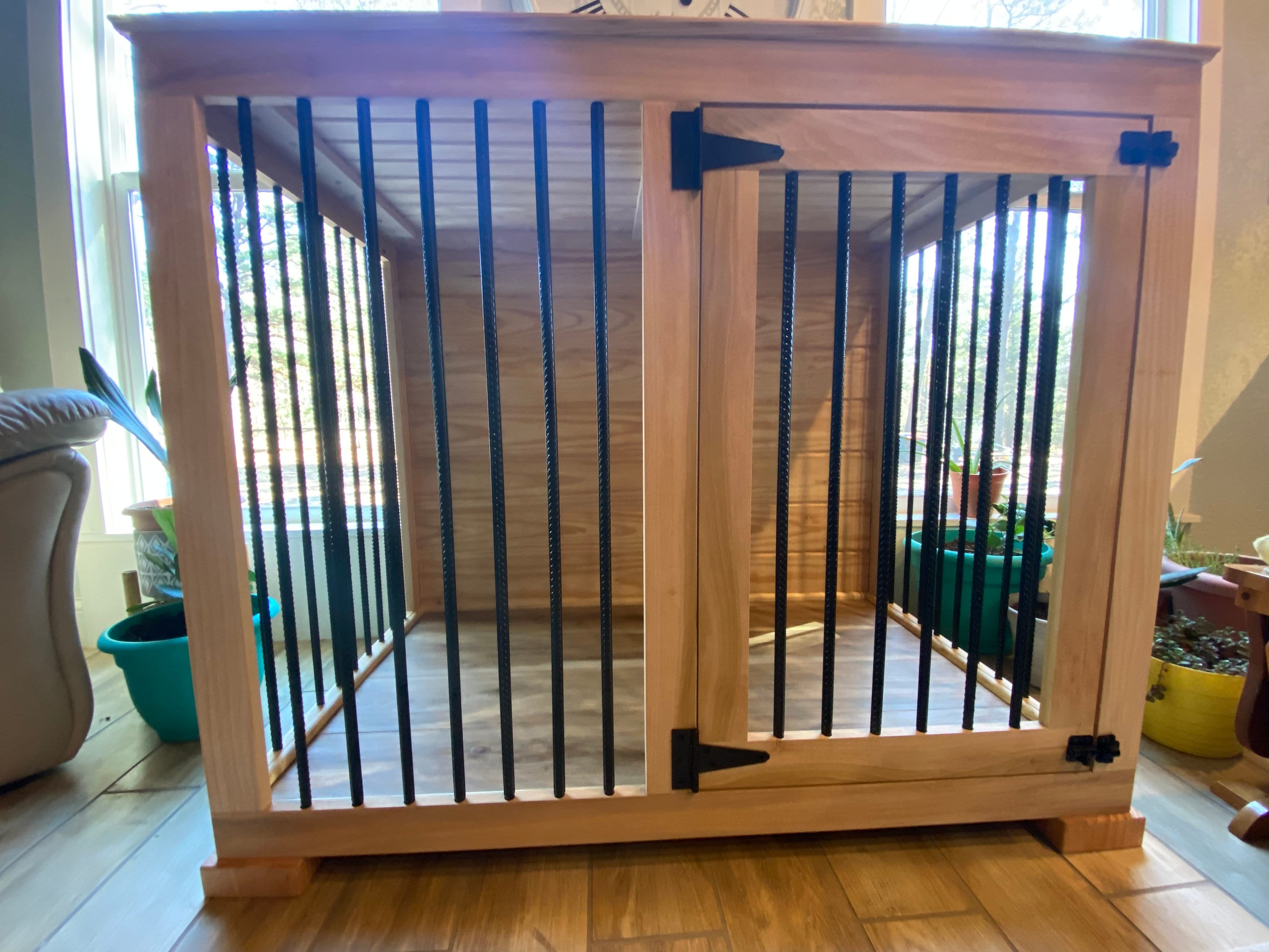 XXL handmade kennel wood dog crate w/ single door furniture