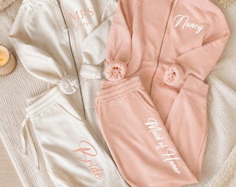 custom bridesmaid sweatsuit, custom bridesmaid pajamas, bridesmaid getting ready outfit, wedding day pajamas, bridesmaid sweats
