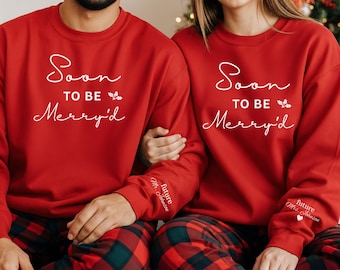 Soon To Be Merry'd Christmas Sweater, Engaged Couple Christmas Sweatshirt, Christmas Couple Matching Sweatshirts, Christmas Bride