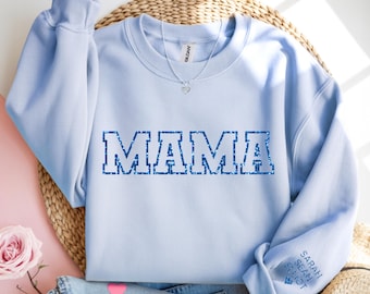 Sparkly Personalized Mama Sweatshirt With Kid Names, New Mom Gift, Mothers Day Gift, Glitter Mama Sweater, Mom Christmas Gift
