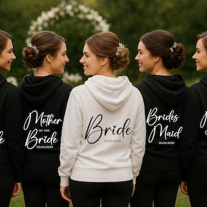 Personalized Bridal Party Zip Up Hoodies, Bride Zip Up Hoodie, Bridal Party Getting Ready Outfits