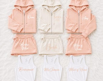 Bridal Party Bride & Bridesmaid Sweatsuit, Bridesmaid Pajamas, Getting Ready Outfit, Maid of Honor, Mother of Bride, Wedding Day PJs