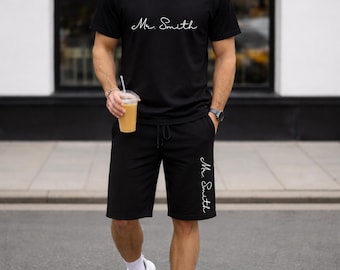 Personalized Groom Last Name Shirt and Shorts Set, Groom Honeymoon Outfit, Groom Gift Set, Wedding Gift
