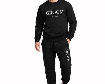 Personalized Groom Sweatsuit, Groom Jogger Set, Honeymoon Outfit for Groom, Wedding Gift, Engagement Gift, Groom Sweatpants