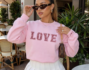 Sparkly LOVE Sweatshirt, Custom Initials, Valentine's Day Gift
