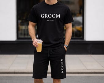 Personalized Groom T-Shirt and Short Set, Wedding Outfit, Groom Outfit, Groom Gift Set, Wedding Gift