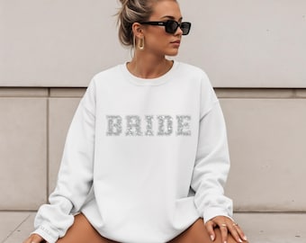 Sparkly Glitter Silver Bride Hoodie, Bride Hoodie, Wedding Sweatshirt for Bride, Bachelorette Party Outfit, Bridal Shower Gift, Bride Outfit