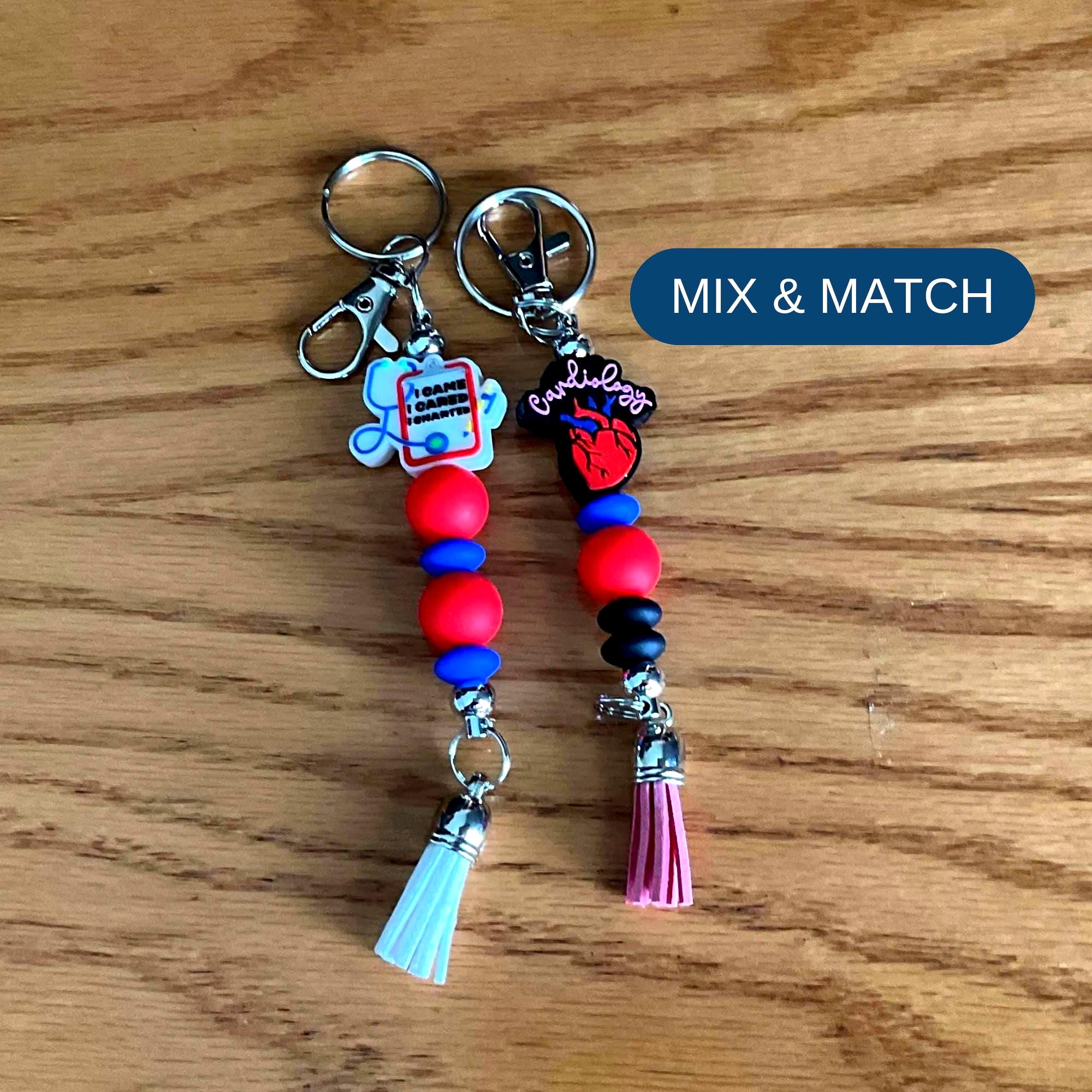 Custom Keychain for Nurse Beaded Keychains for Registered Nurse ...