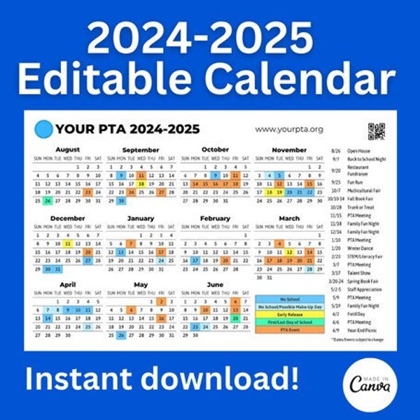 2024 2025 Pto Calendar Etsy