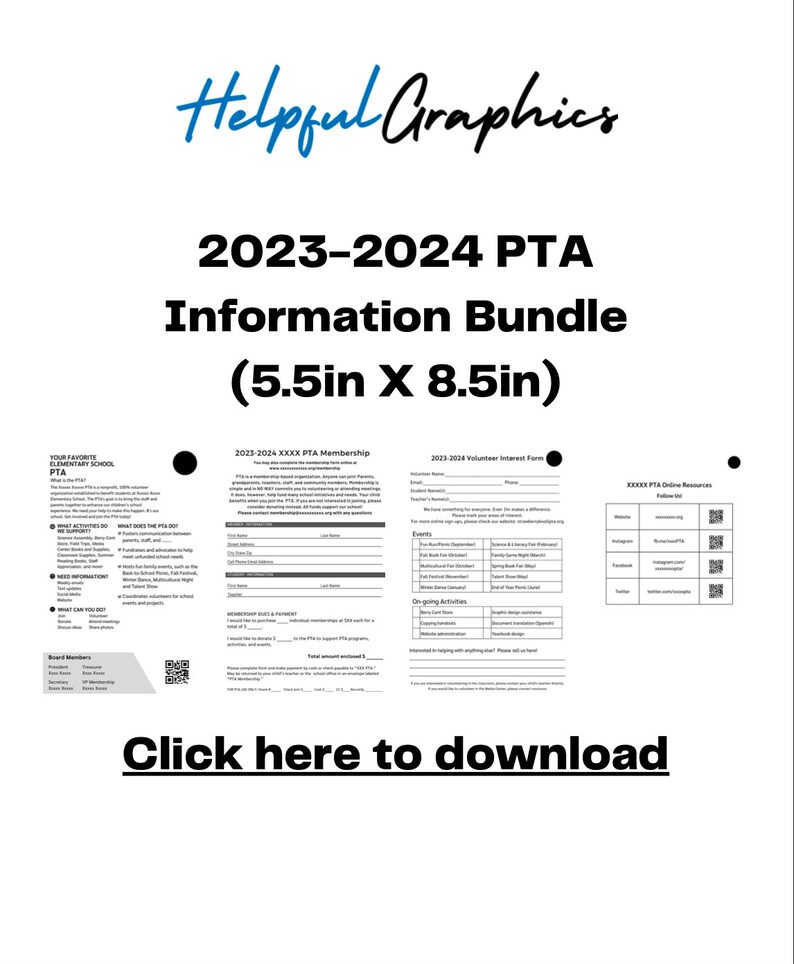 Editable Printable 20232024 PTA/PTO Information Bundle Etsy Singapore