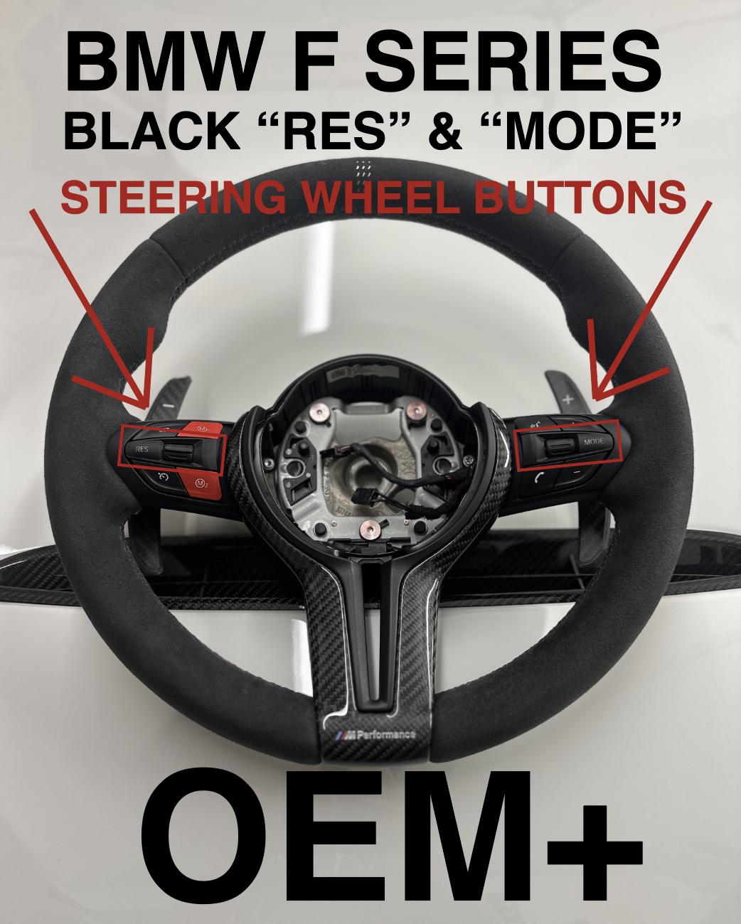 BMW F Series Black "RES" & "MODE" Steering Wheel Buttons Custom F8x F3x F2x F15 F22 F23 F80 F82 F83 F87 m2 m3 m4 m5 m6 x5 x3 x4 x6 335i 340i
