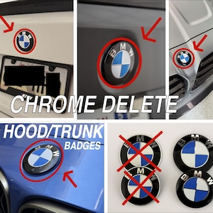 BMW Painted Roundel Set: Gloss Black Hood/Trunk Emblems