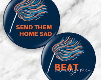 Special Collection - Dear Margo Designs | Navy/Orange Shaker | 3" Game Day Button Pin