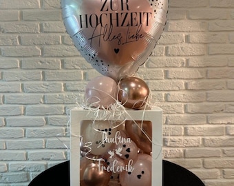 Wedding Balloon Box – Personalized Money Gift – Heart Foil Balloon Rose Gold – Wedding Gift Box – All the Best – Decorative Gift Idea