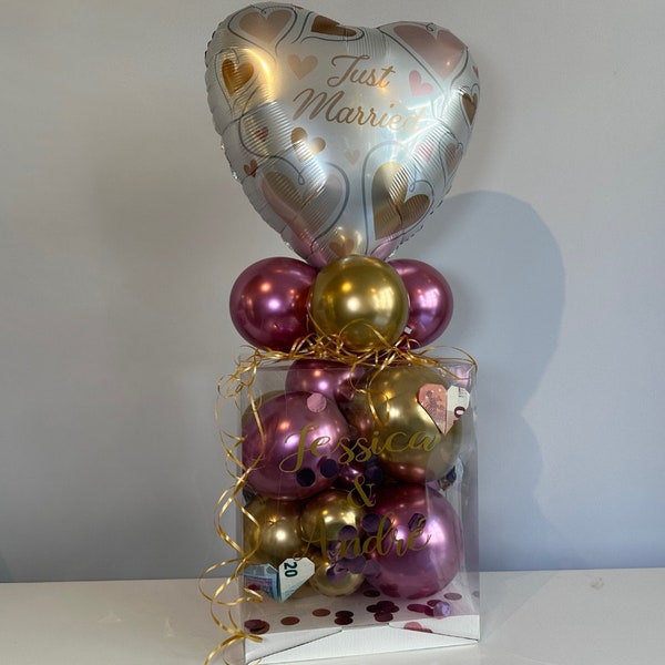 Hochzeitsgeschenk - Ballon - Hochzeit - Geschenkbox - Verpackungsidee - Geldgeschenk - Ballonbox - Personalisiertes Geschenk - Trauzeuge