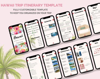 Mobile Hawaii Travel Itinerary Planner Template, Digital Hawaii Vacation Planner, Trip Itinerary Template, Customizable Travel Planner
