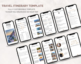 Sjabloon voor mobiele reisrouteplanner, digitale reisplanner, sjabloon voor reisroutes, aanpasbare reisplanner, bewerkbare vakantie
