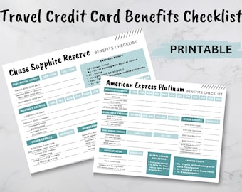 2026 Travel Credit Card Benefit Checklist, Chase Sapphire Reserve, American Express Platinum, Printable PDF (UPDATED FOR 2026)