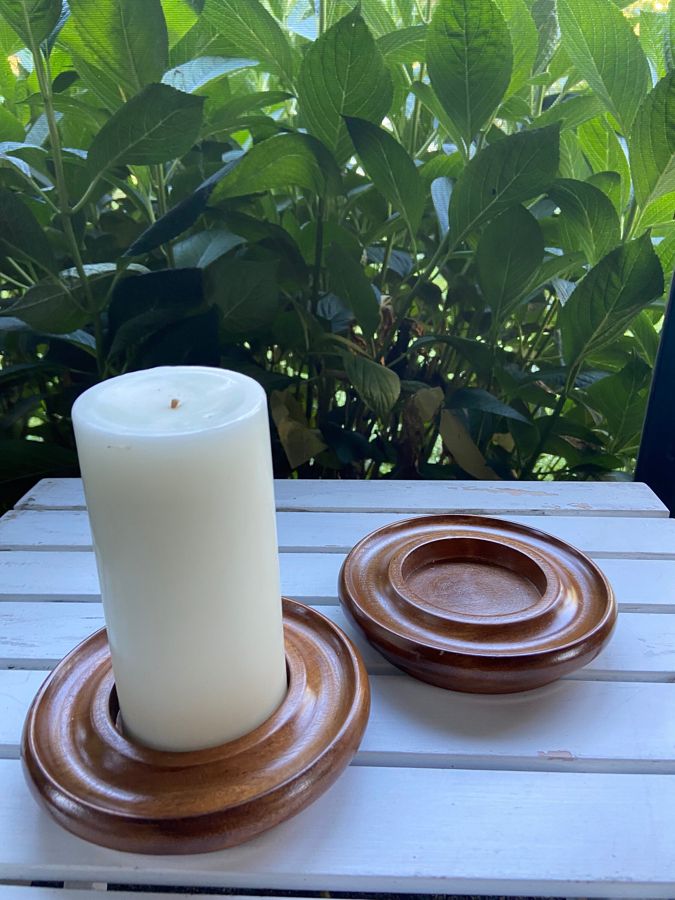 MCM Pair of Vintage Wooden PWF Candle Holders Made in Japan