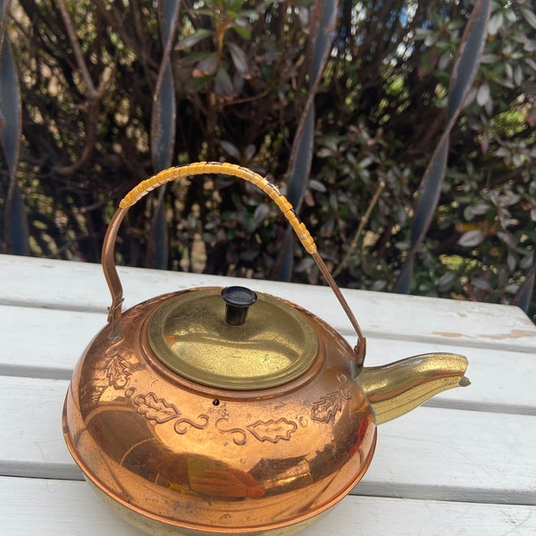 Small Vintage Copper & Brass Teapot Made In Holland